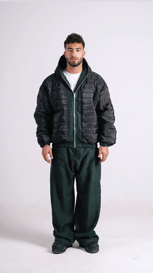 TWO FACED PUFFER JACKET DARK GREEN