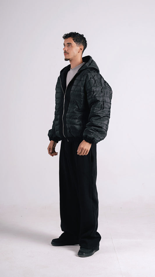 TWO FACED PUFFER JACKET BLACK