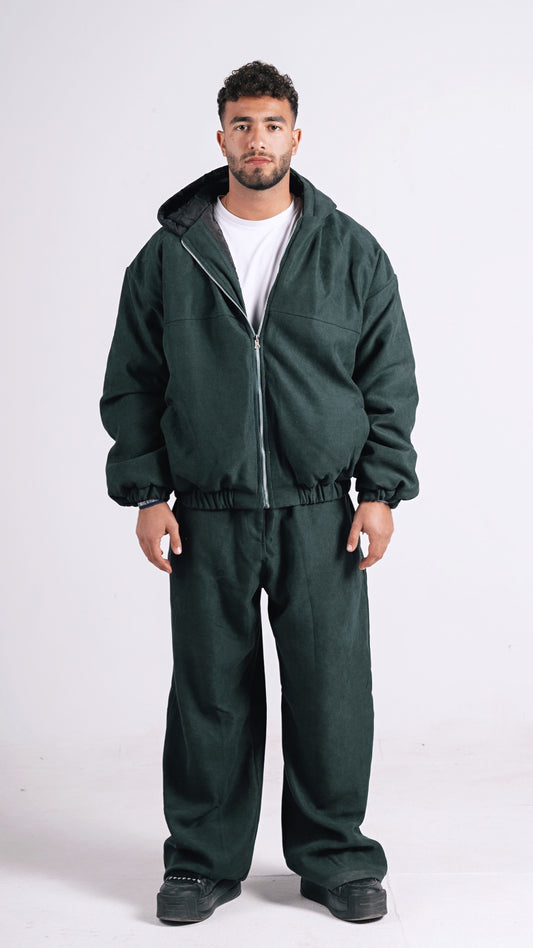 TWO FACED PUFFER JACKET DARK GREEN