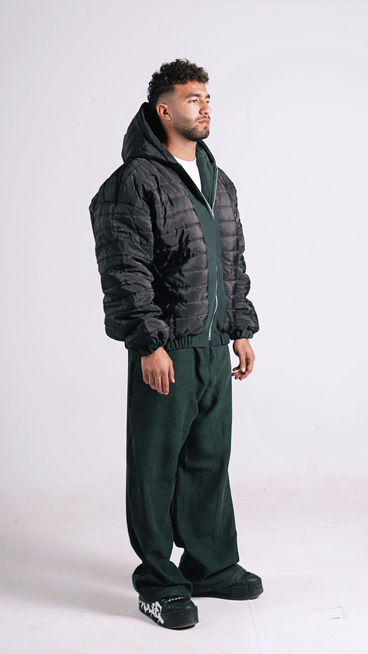 TWO FACED PUFFER JACKET DARK GREEN