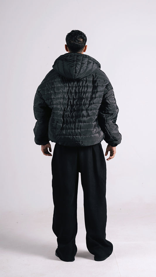 TWO FACED PUFFER JACKET BLACK