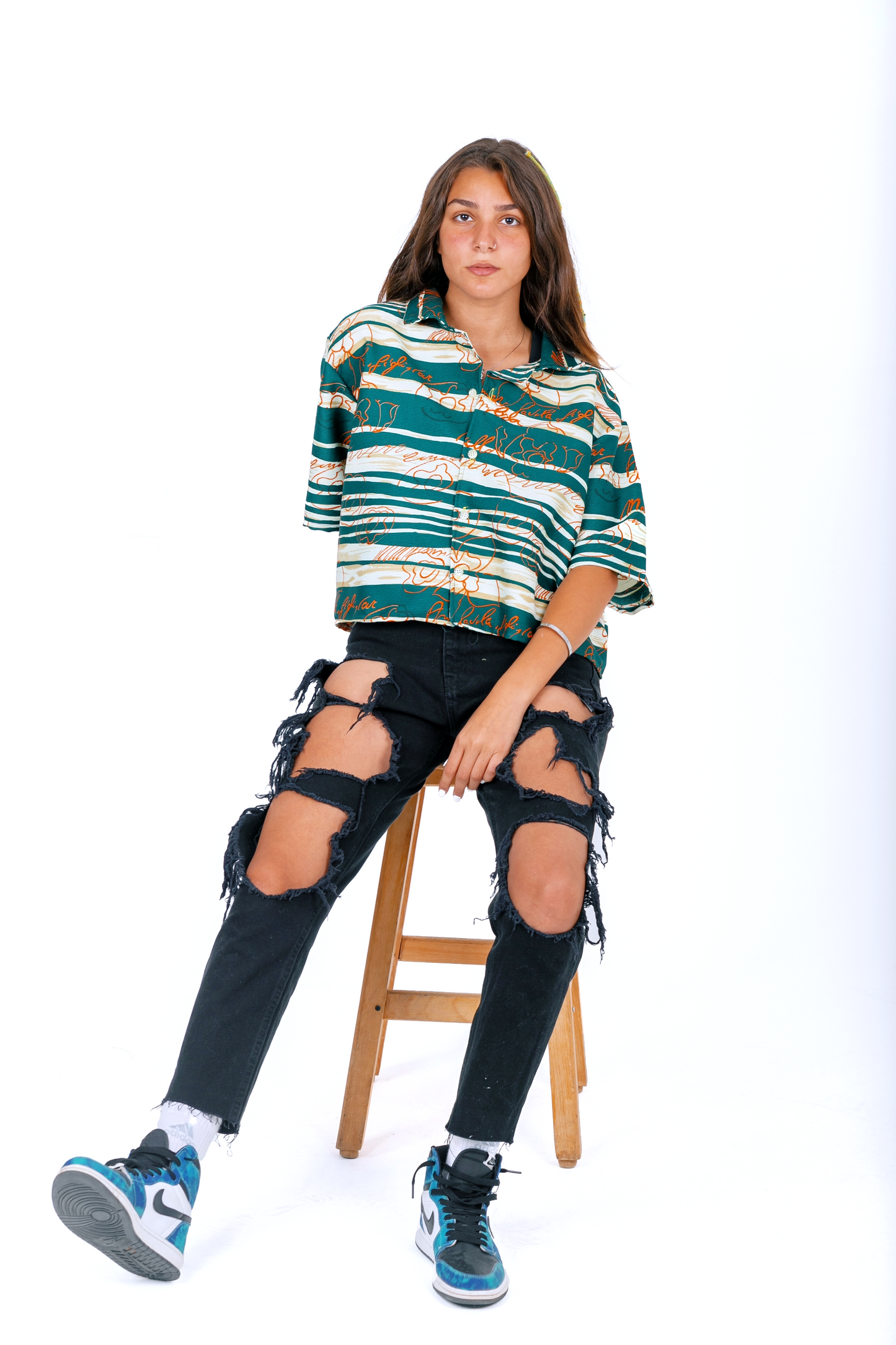 EMERALD GREEN CROPPED SHIRT